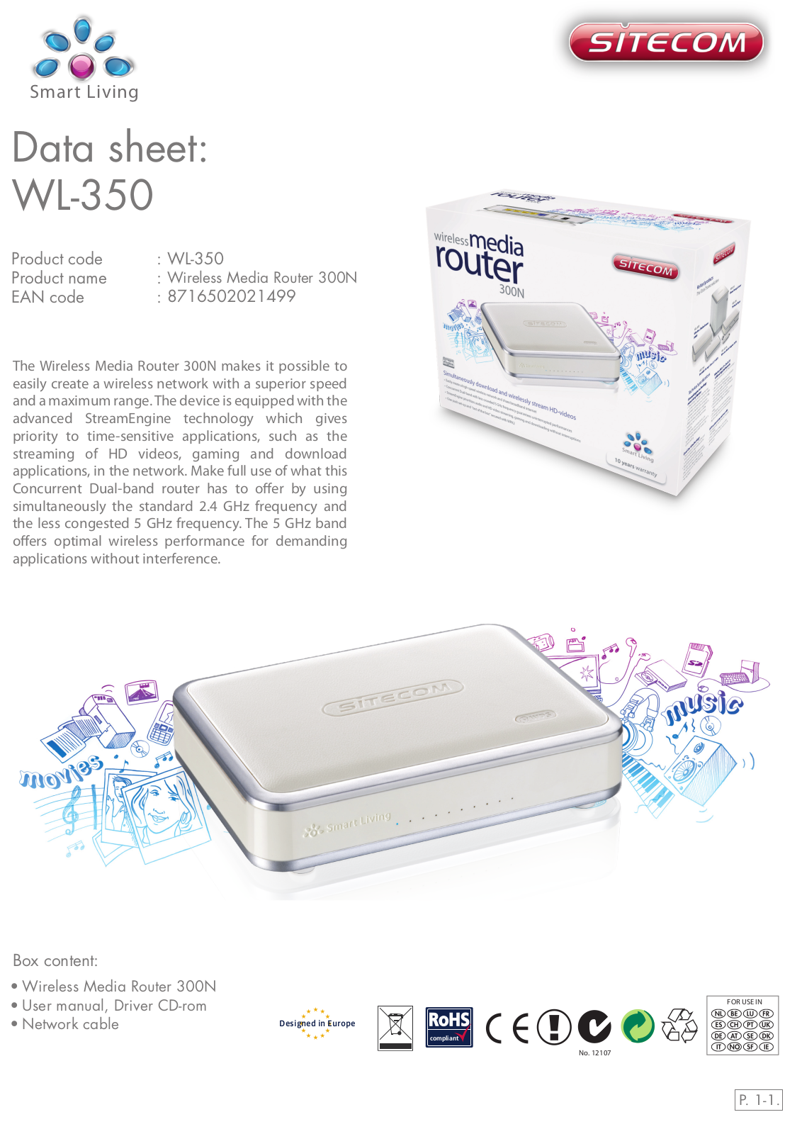 Sitecom WL-350 DATASHEET