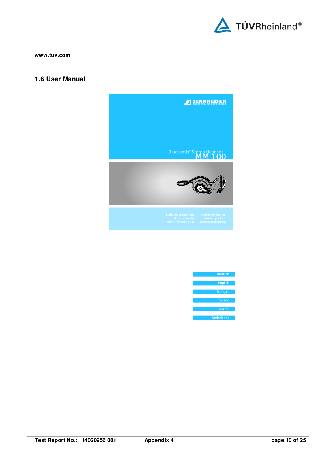 Sennheiser Electronic CBSSDB User Manual