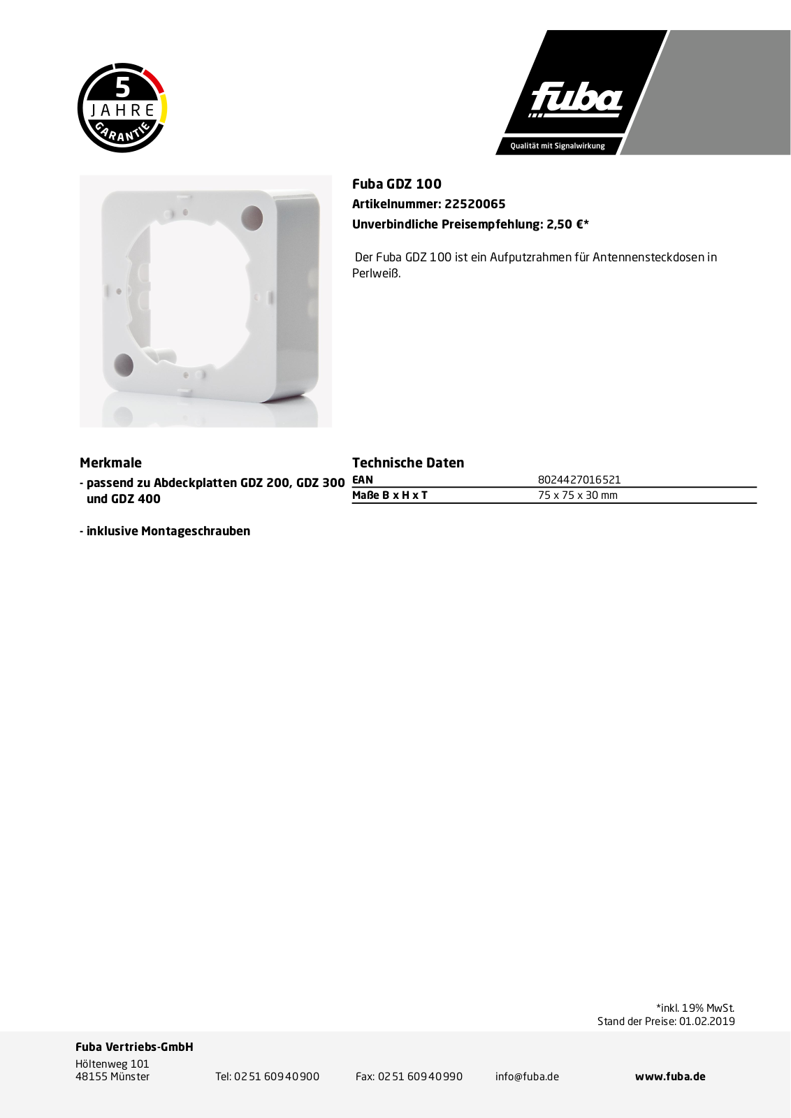 Fuba GDZ 100 Technische Daten - ManualMachine.com
