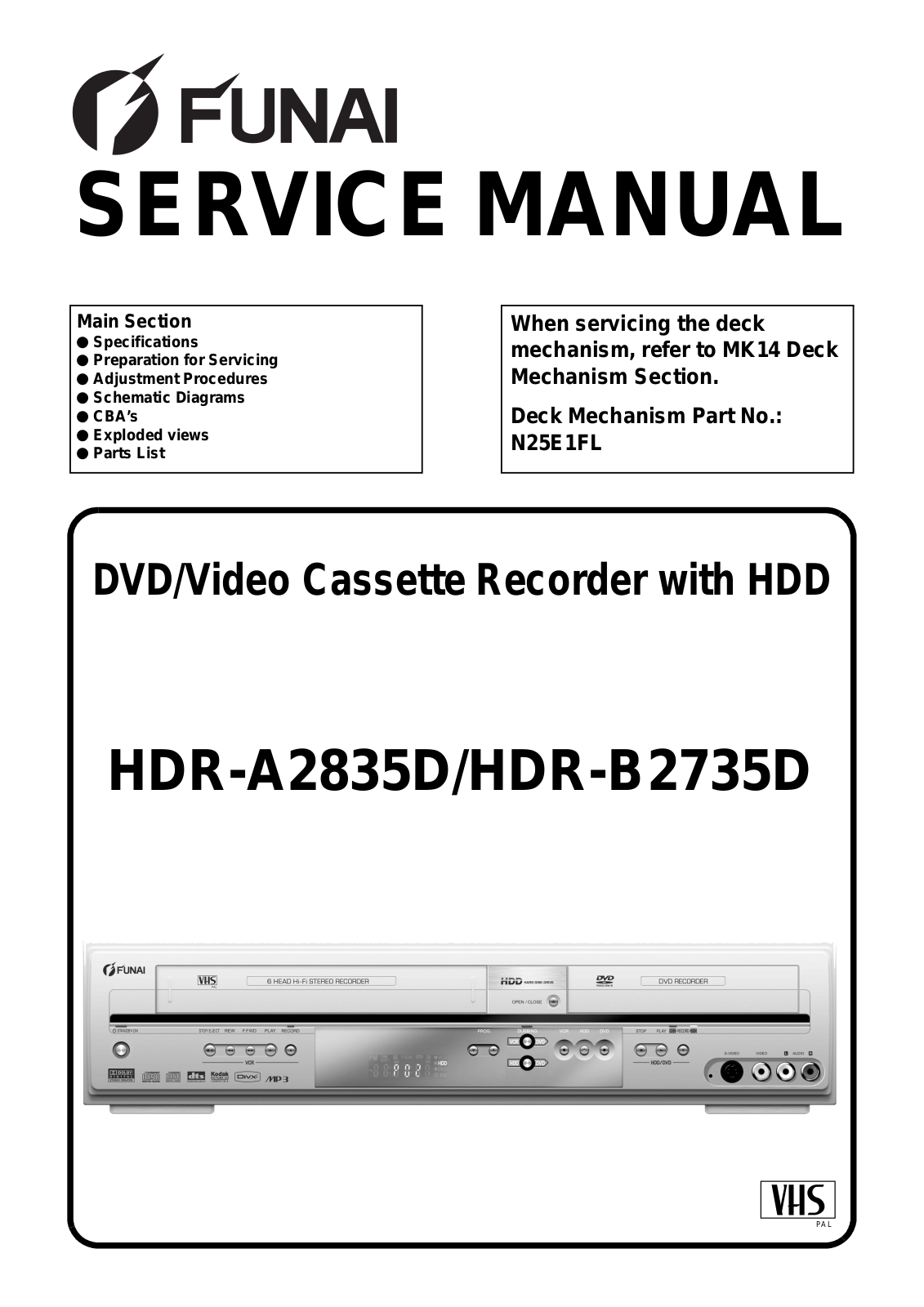 Funai HDRA-2835-D, HDRB-2735-D Service manual