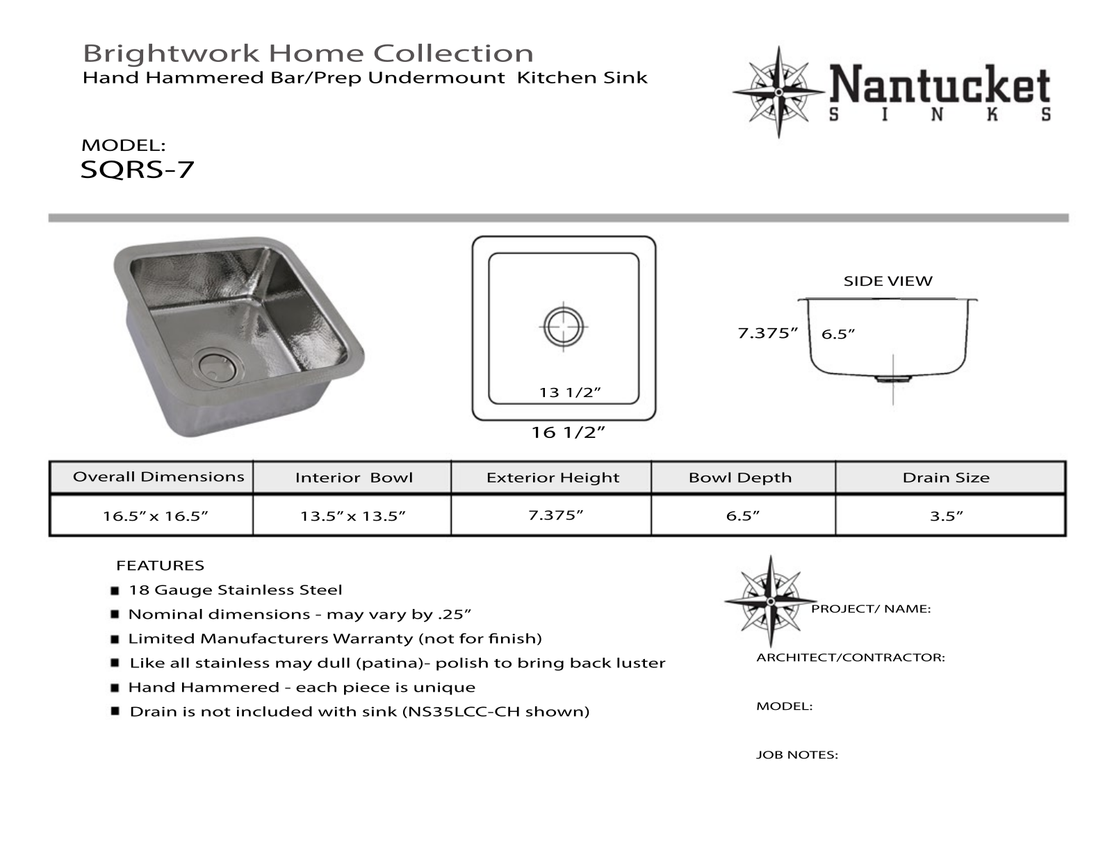 Nantucket SQRS7 Specifications