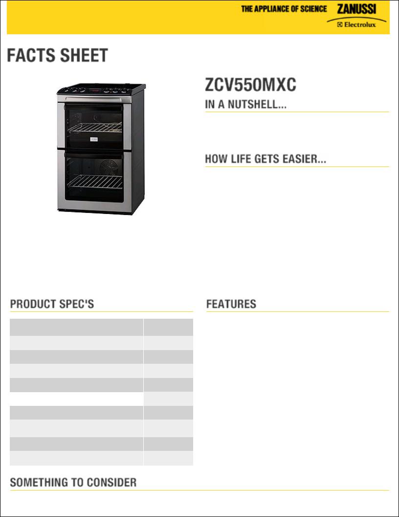 Zanussi ZCV550MXC Datasheet