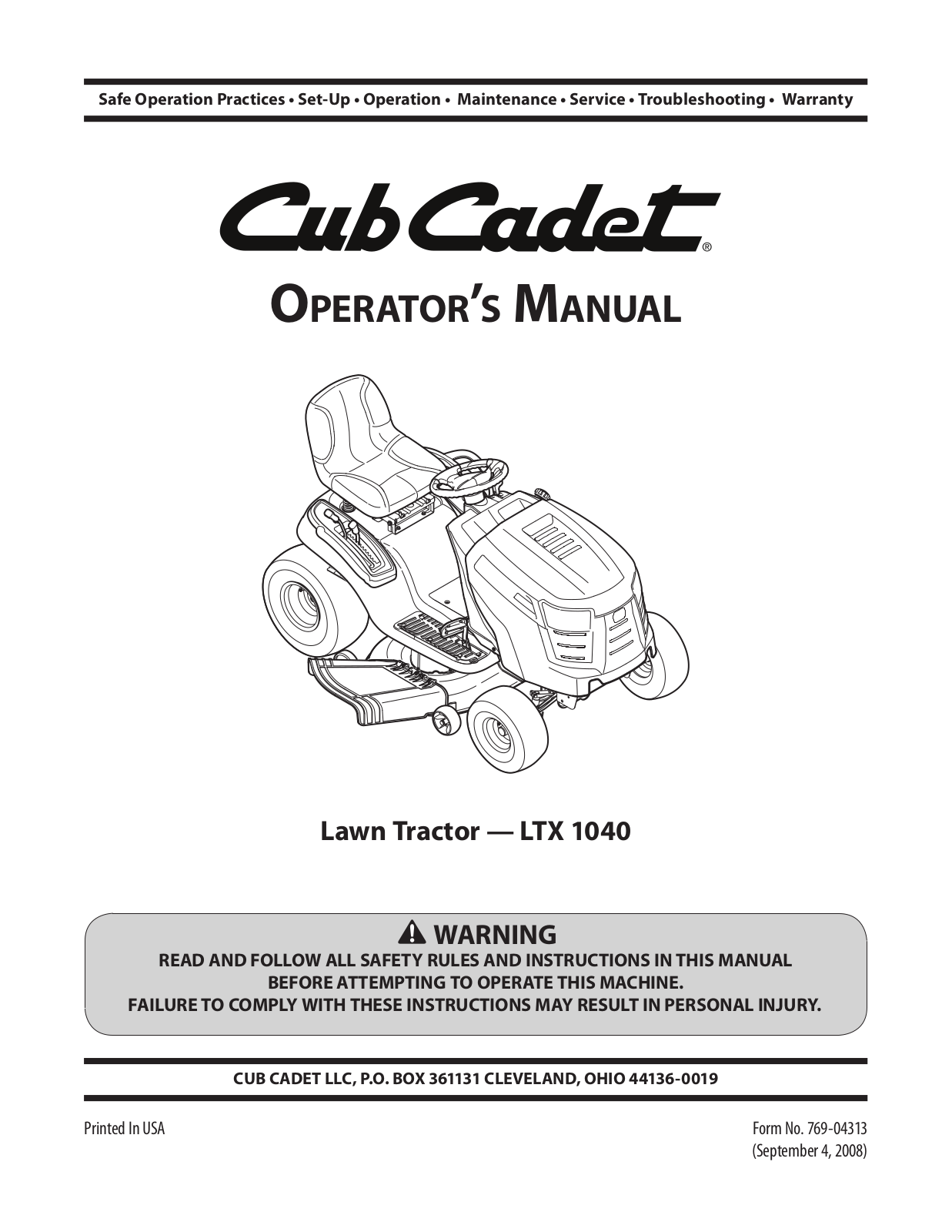 Cub cadet LXT 1040, LTX 1040 User Manual