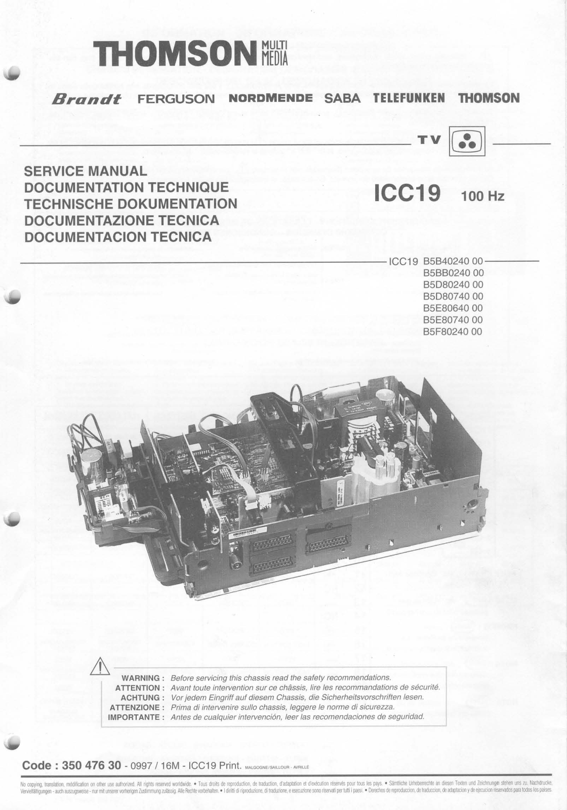 Thomson B5BB0240, B5D80240, B5D80740, B5E80640 Service Manual