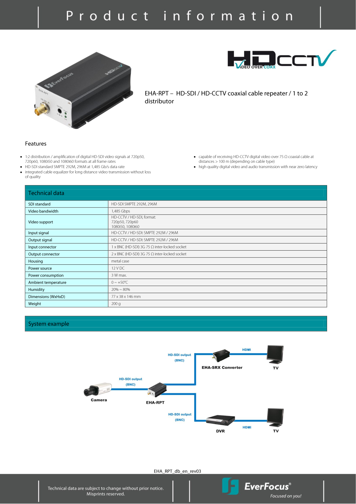 EverFocus EHA-RPT Specsheet