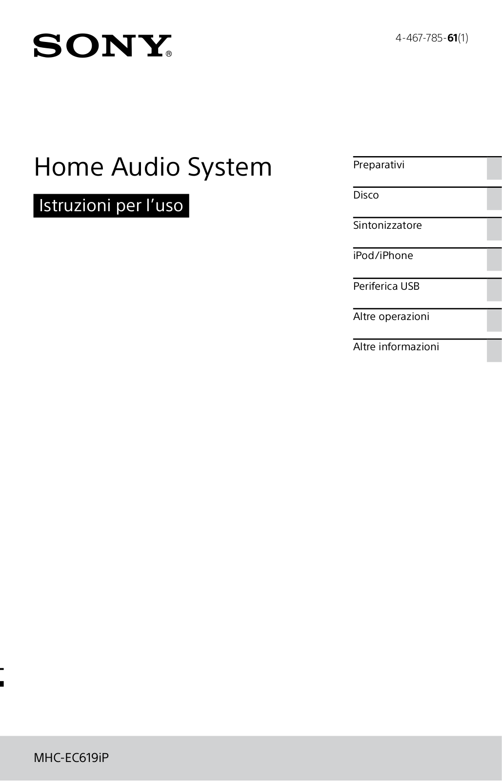 Sony MHC-EC619iP Users guide