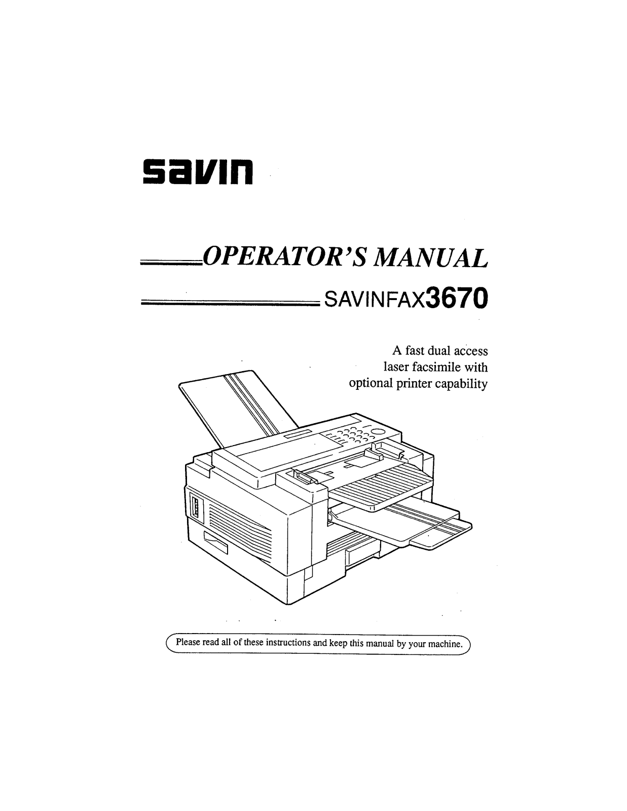 Savin 3670 Operating Manual