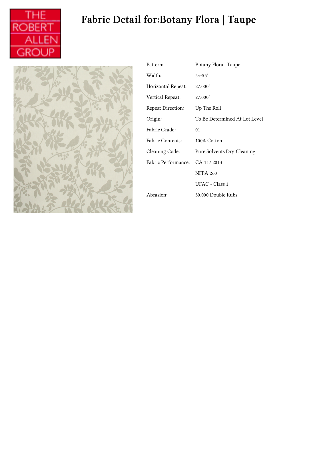Robert Allen RALF1559 Specifications - ManualMachine.com