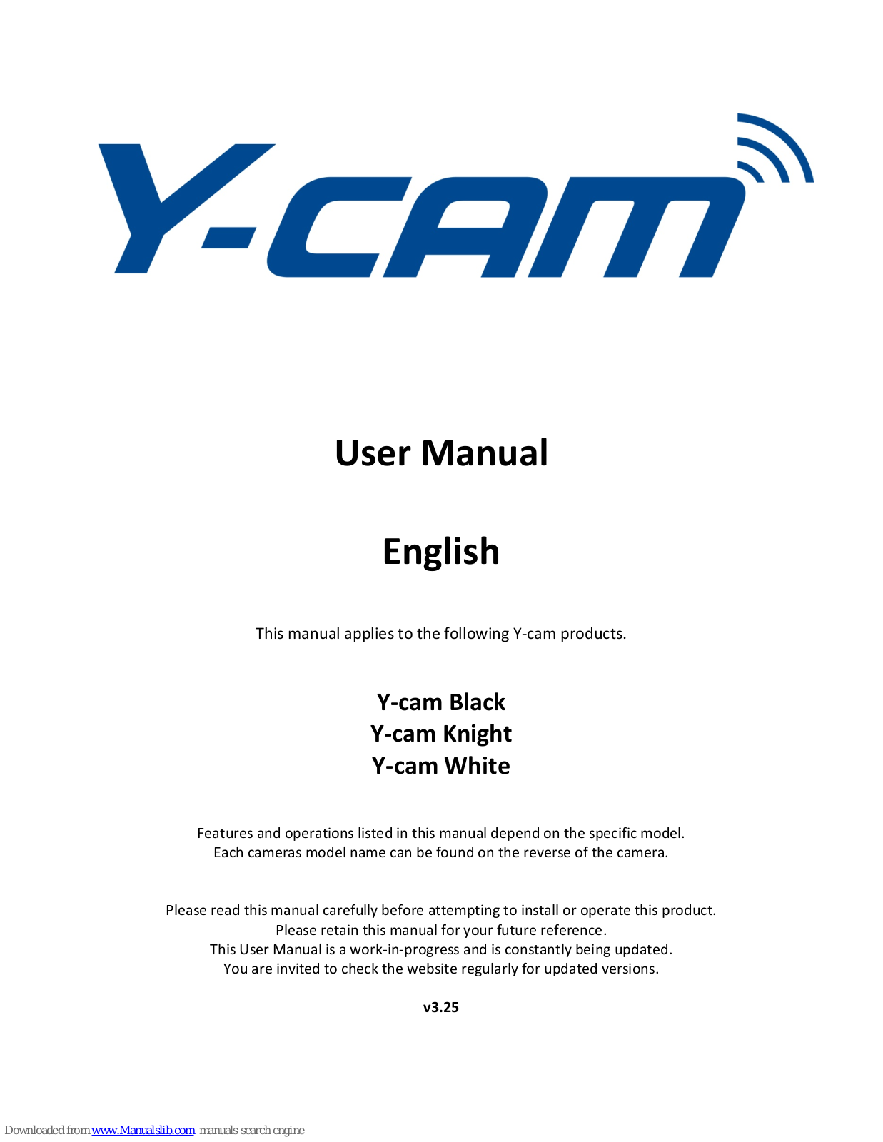 Y-cam Black, White, Knight User Manual