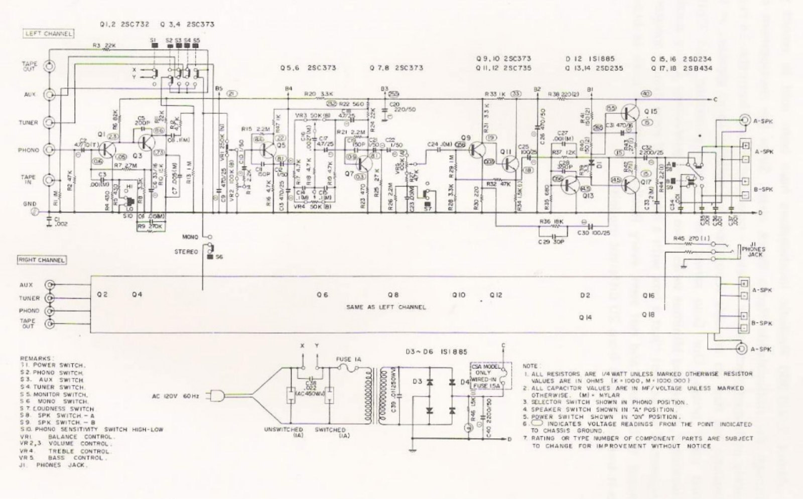 Realistic   RadioShack SA-500 Schematic