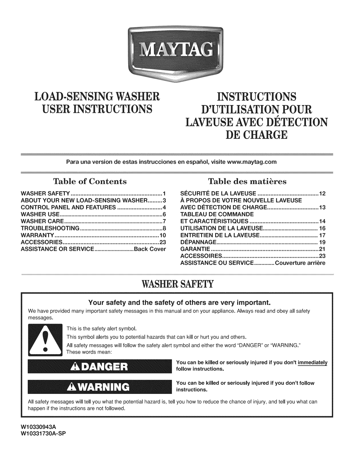 Maytag MVWC5ESXW0 Owner’s Manual