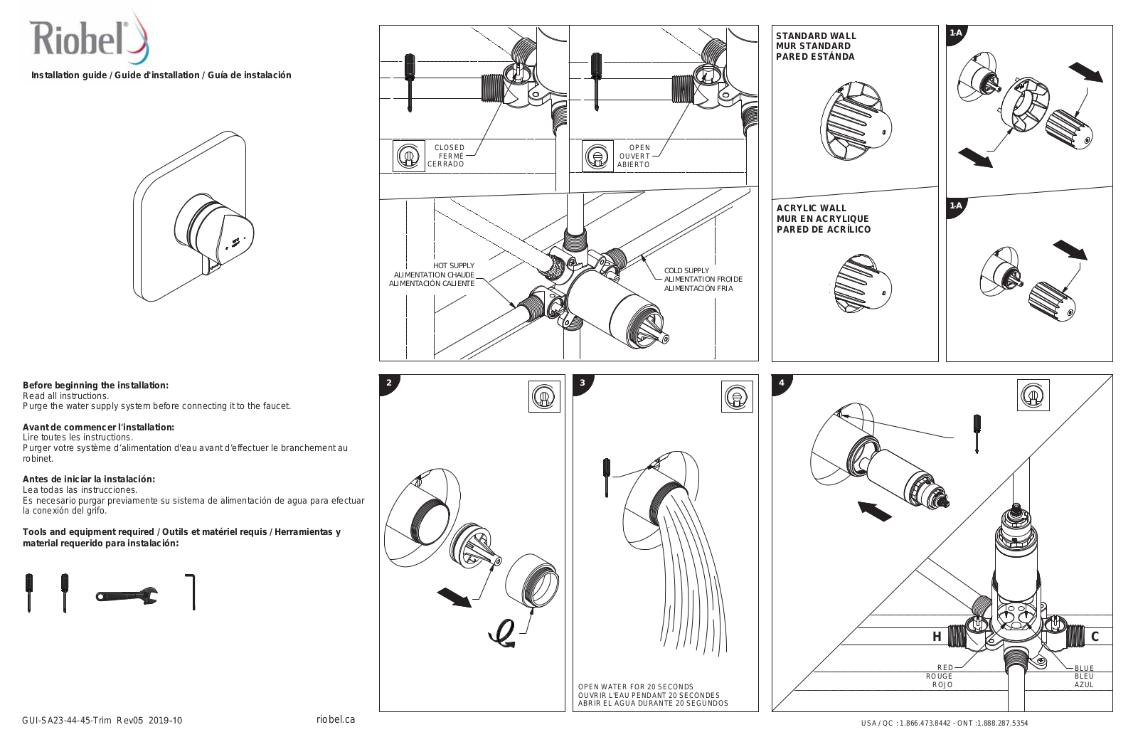 Riobel FR23C, MMRD23BKSPEX, MMRD23BNBKSPEX, MMRD23LPNBKEX, MMRD23XBKEX Installation Manual - ManualMachine.com