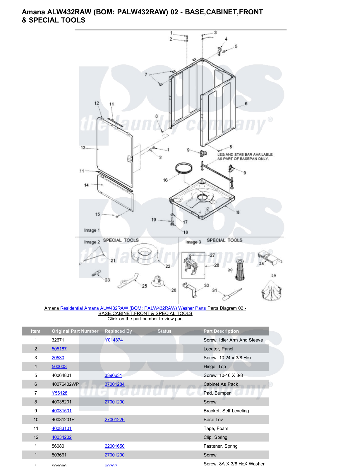 Amana ALW432RAW Parts Diagram