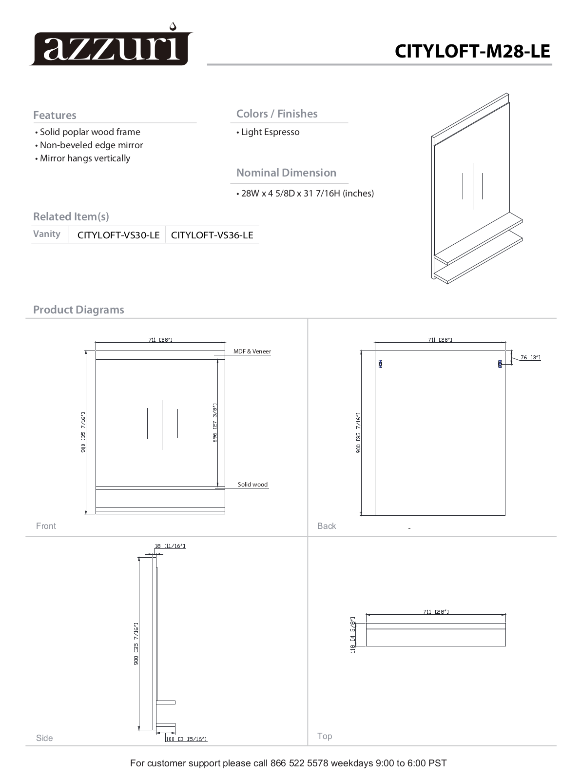 Azzuri CITYLOFTM28LE Specifications