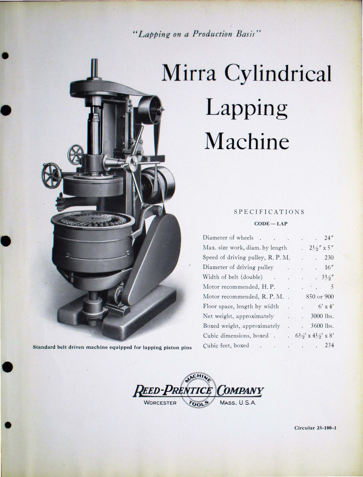 Reed-Prentice Mirra Cylindrical Lapping Machine Other - ManualMachine.com