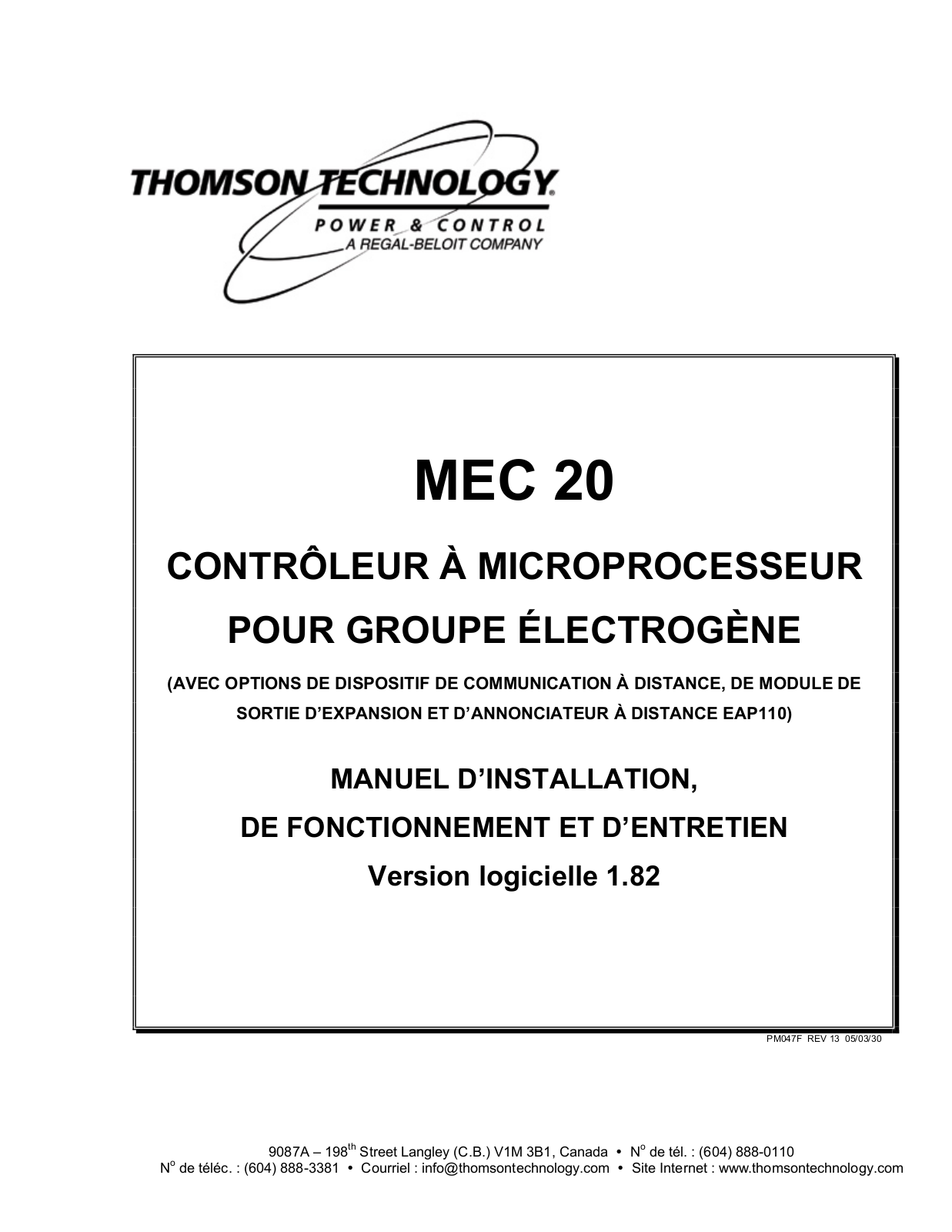 THOMSON MEC 20 User Manual