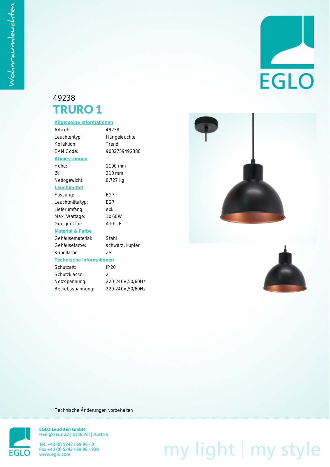 Eglo 49238 Service Manual