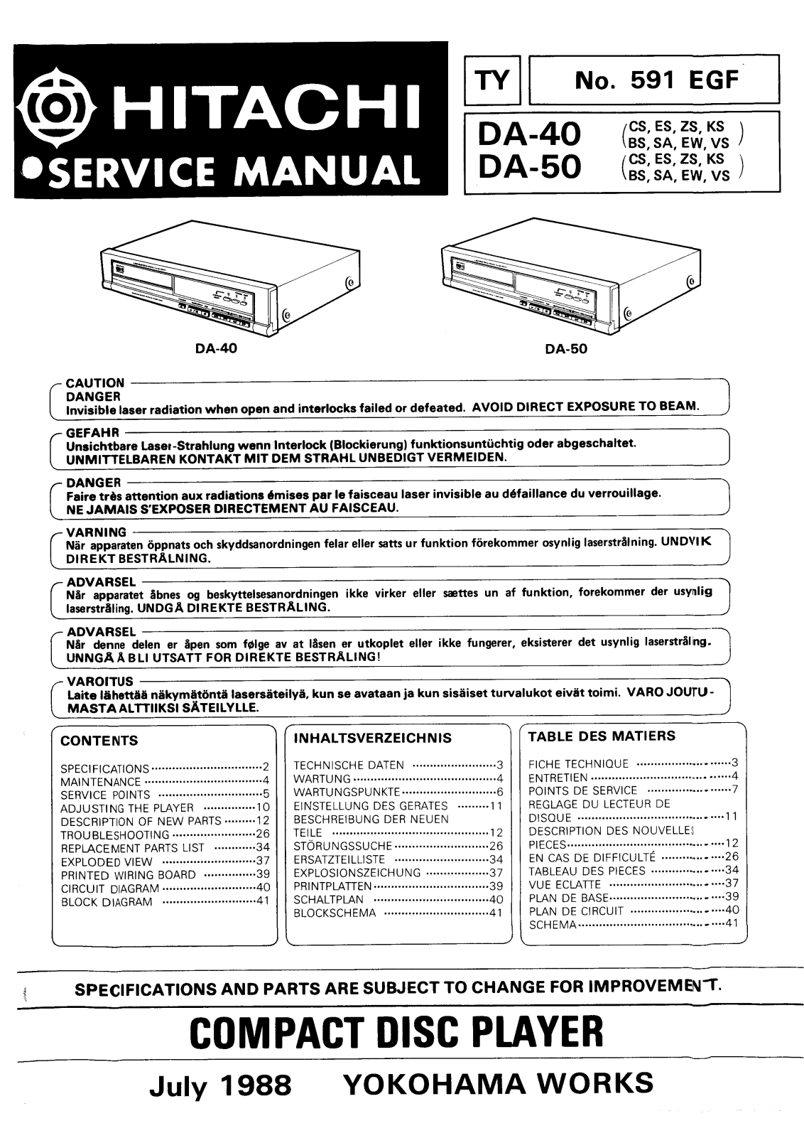 Hitachi DA-40, DA-50 Service manual