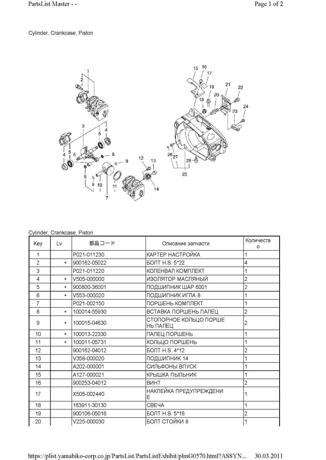 Echo CS-260TES Parts List