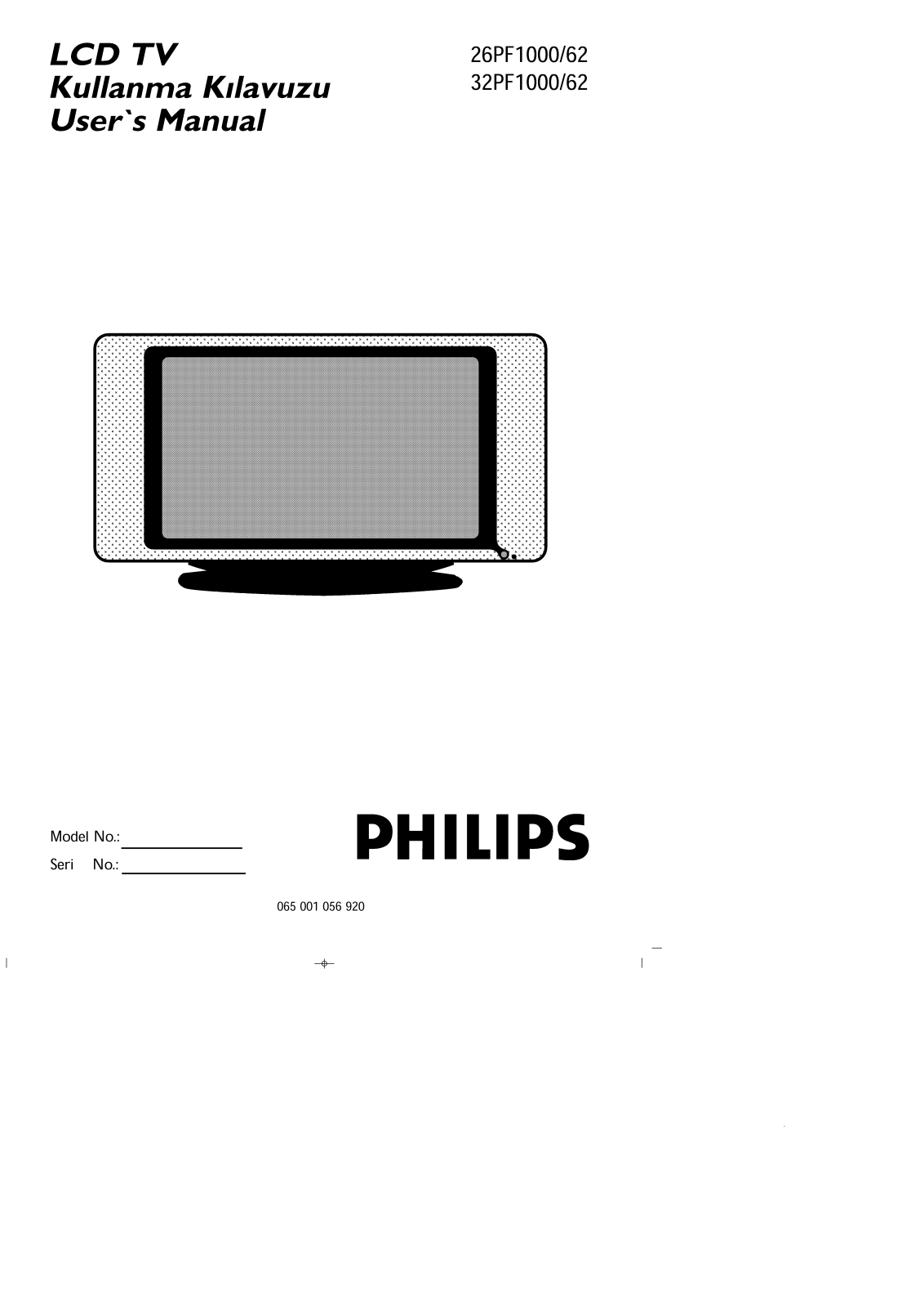 Philips 26PF1000-62 User Manual