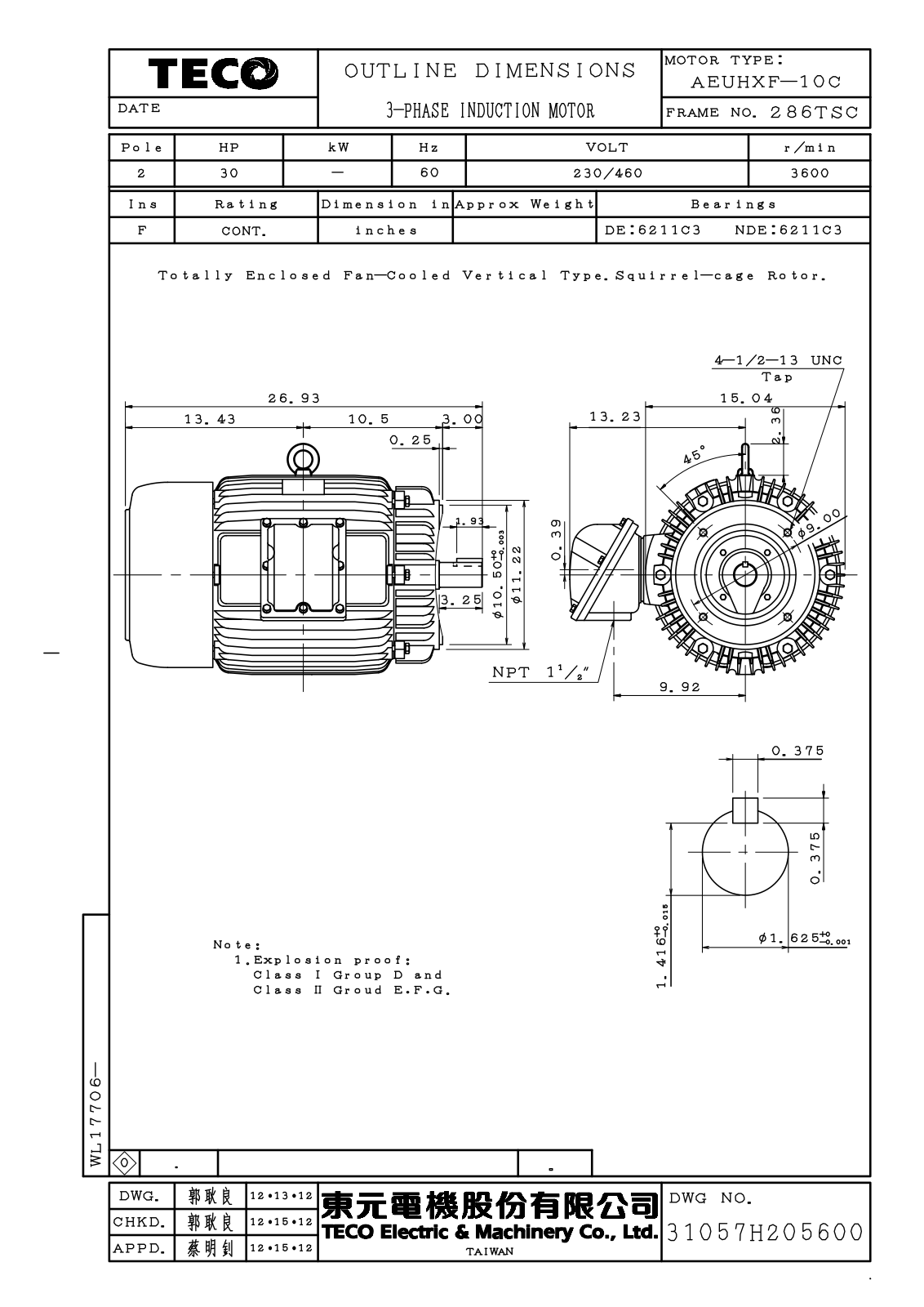 Teco XPV0302C Reference Drawing