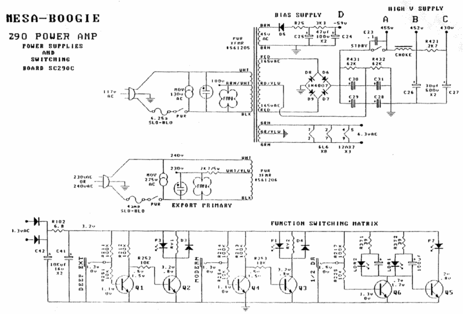 Mesa Boogie 290 schematic