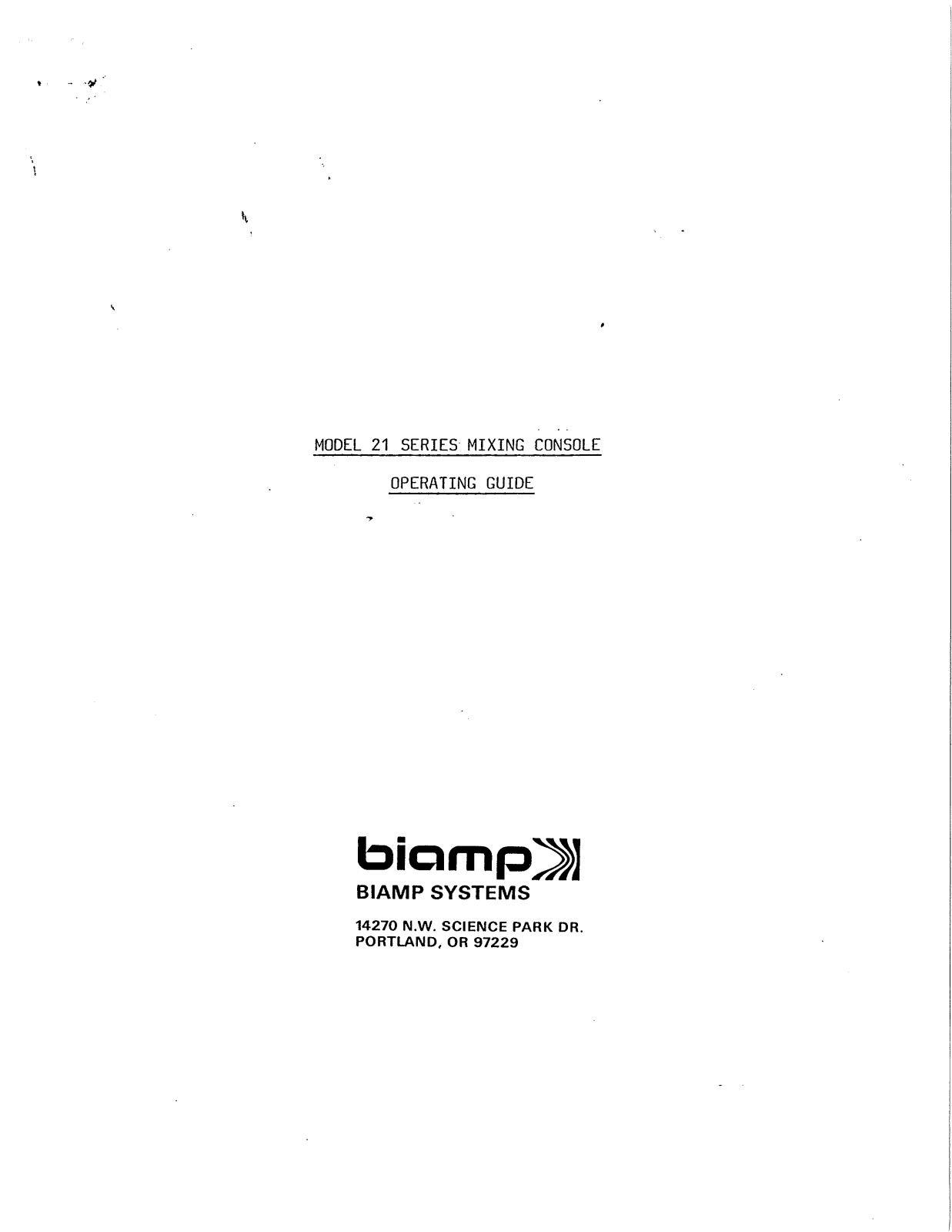 Biamp 21 User Manual