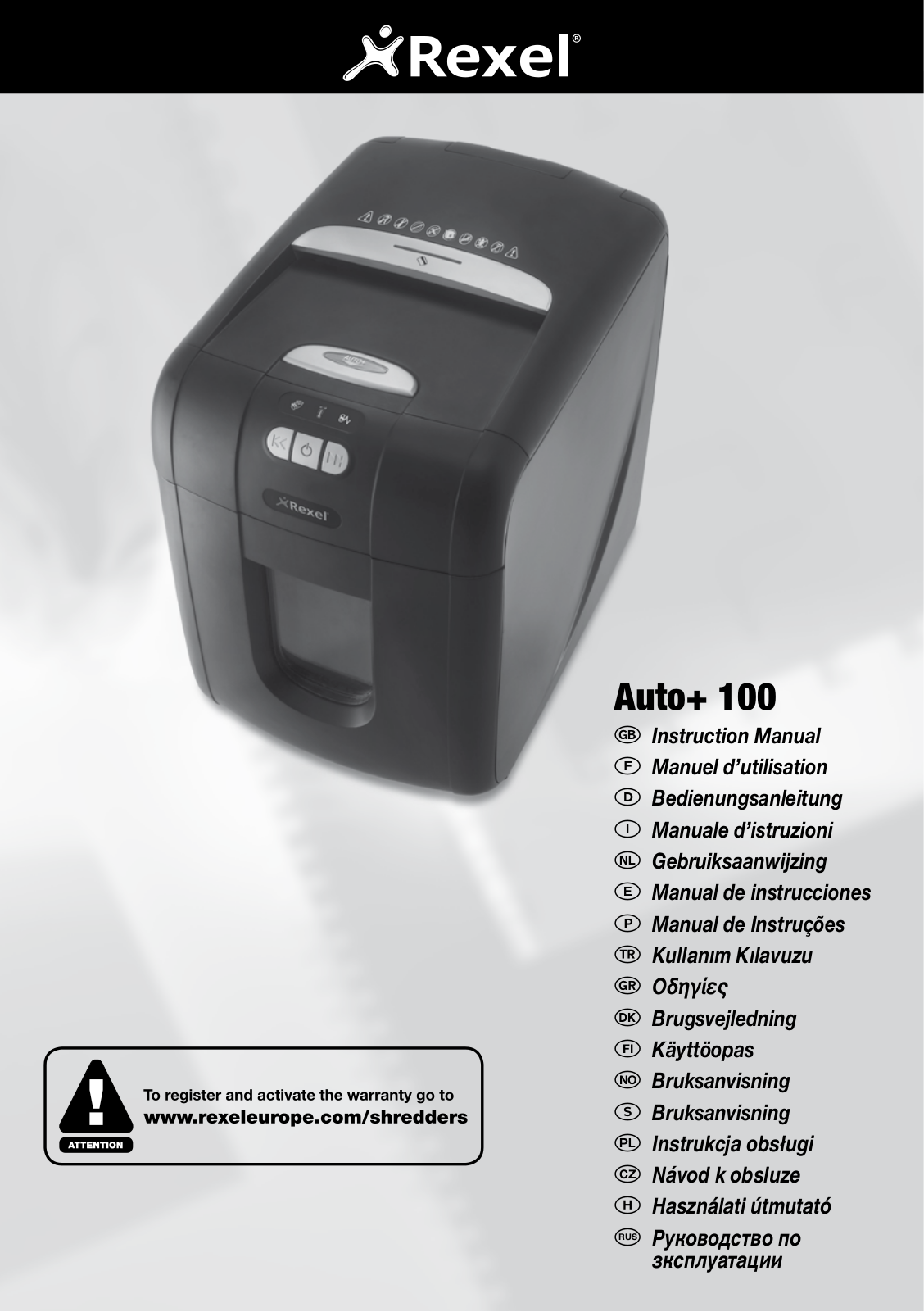 Rexel Auto 100 User Manual