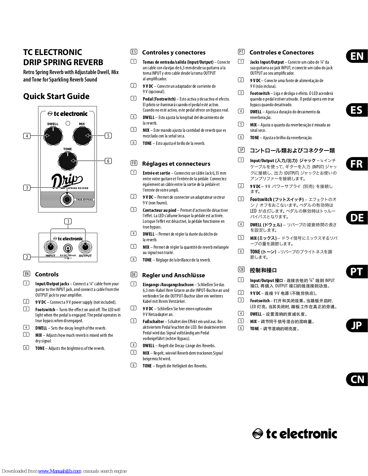 TC Electronic DRIP SPRING REVERB Quick Start Manual