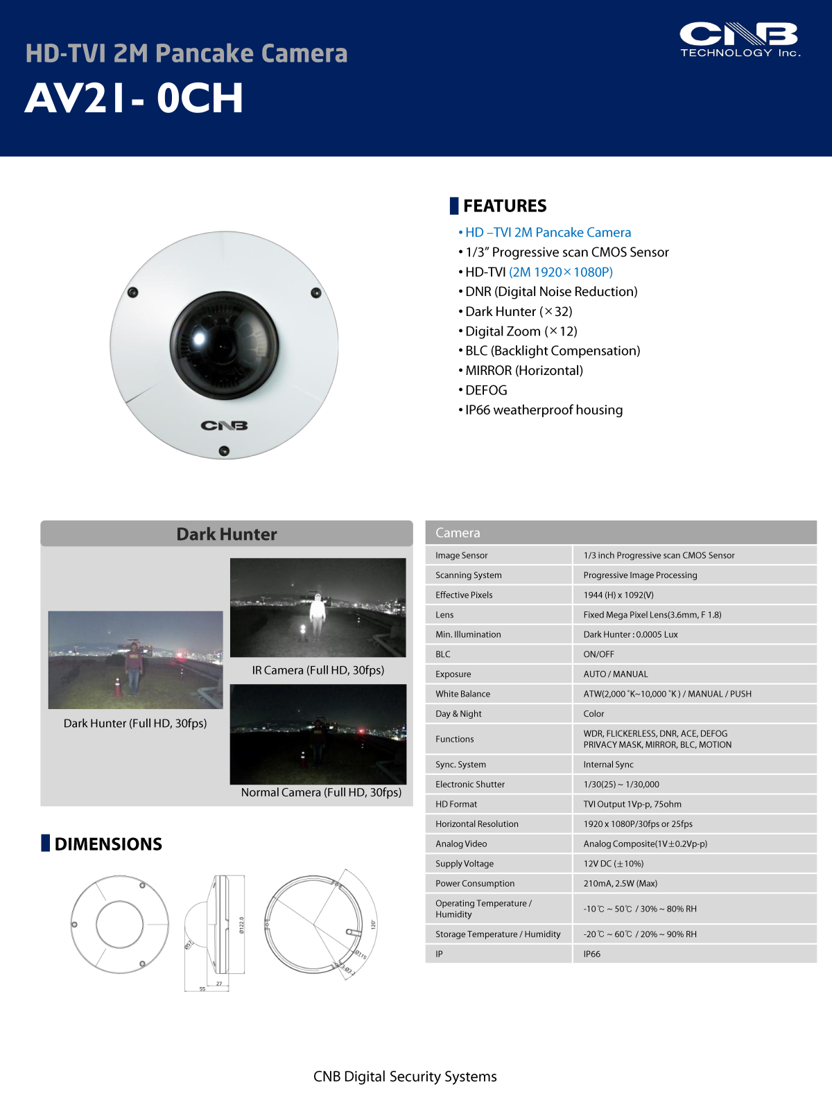 CNB AV21-0CH Specsheet