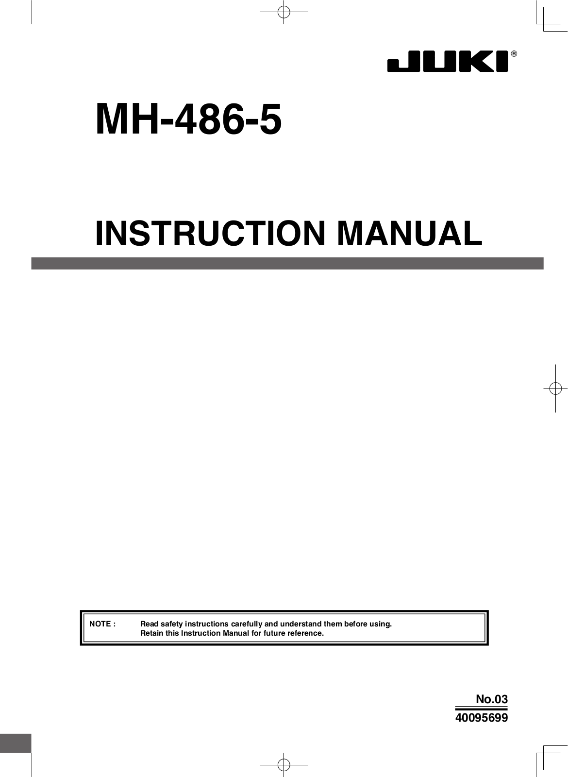 JUKI MH-486-5 Instruction Manual