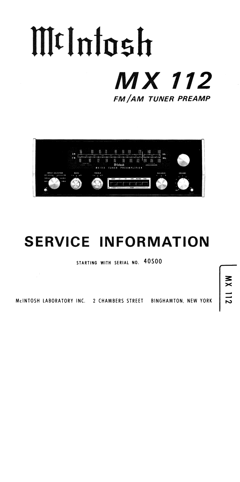 McIntosh MX-112 Service manual