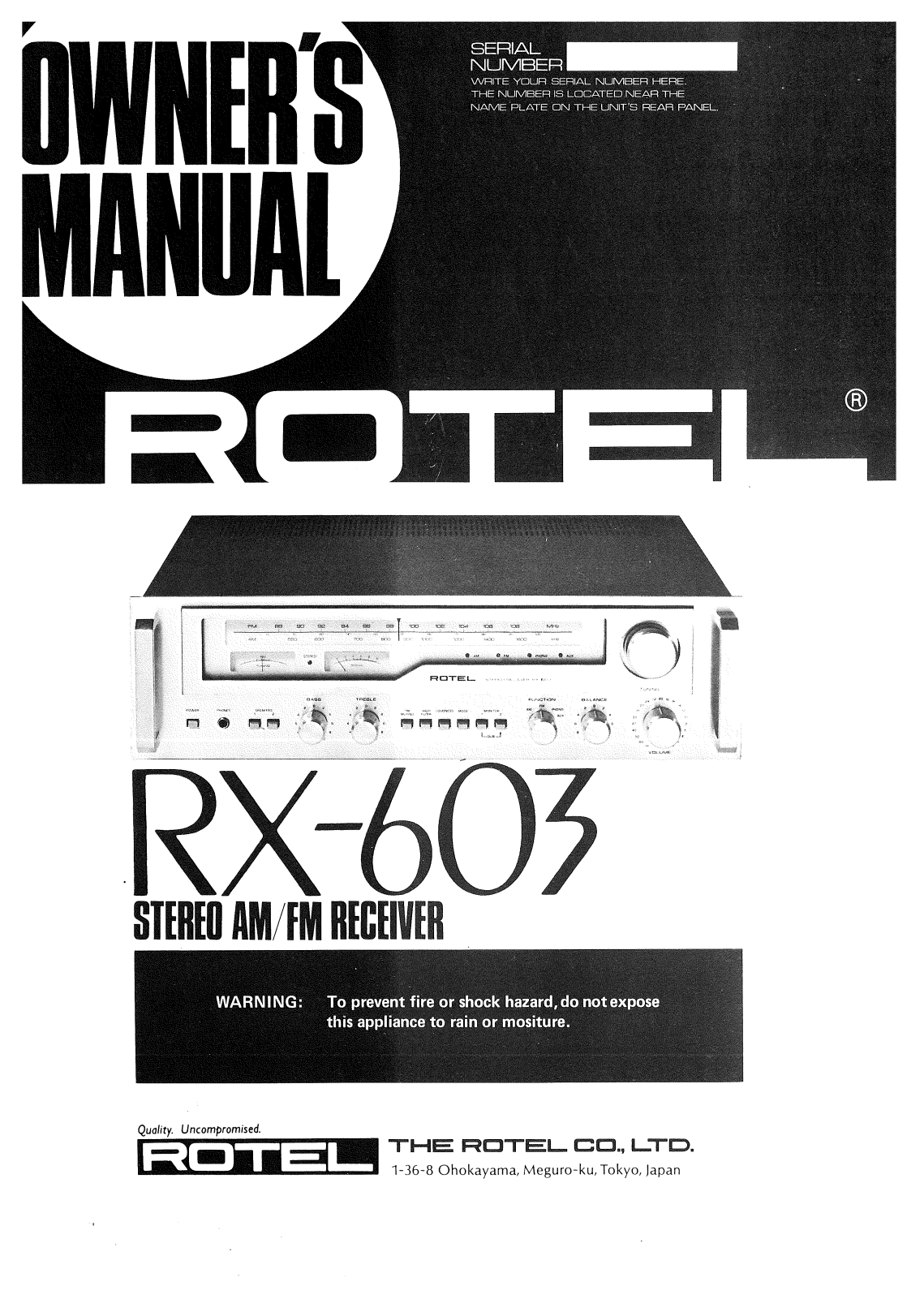 Rotel RX-603 User Manual