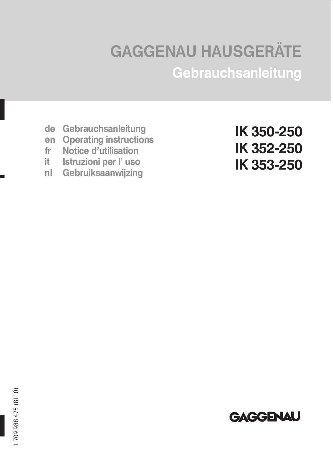 GAGGENAU IK 350, IK350250, IK352250 User Manual