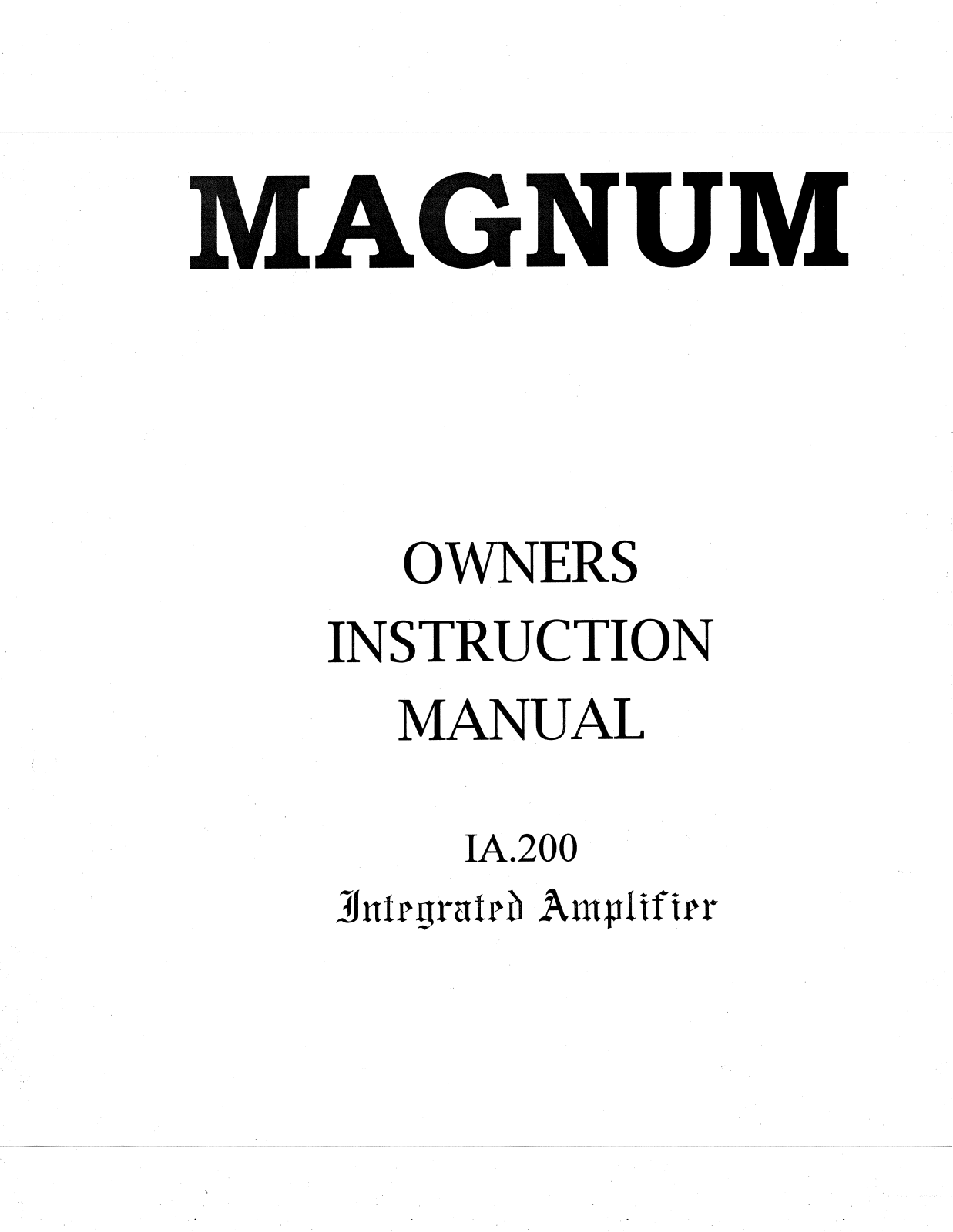 Magnum IA-200 Owners manual