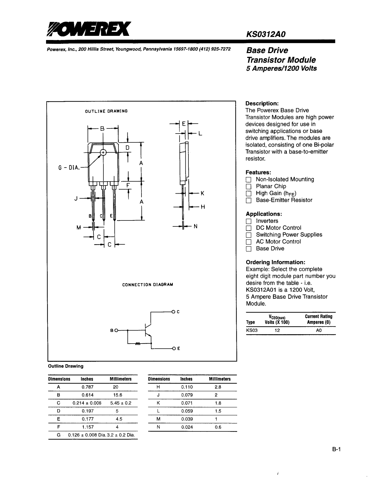 POWEREX KS0312A0 Datasheet