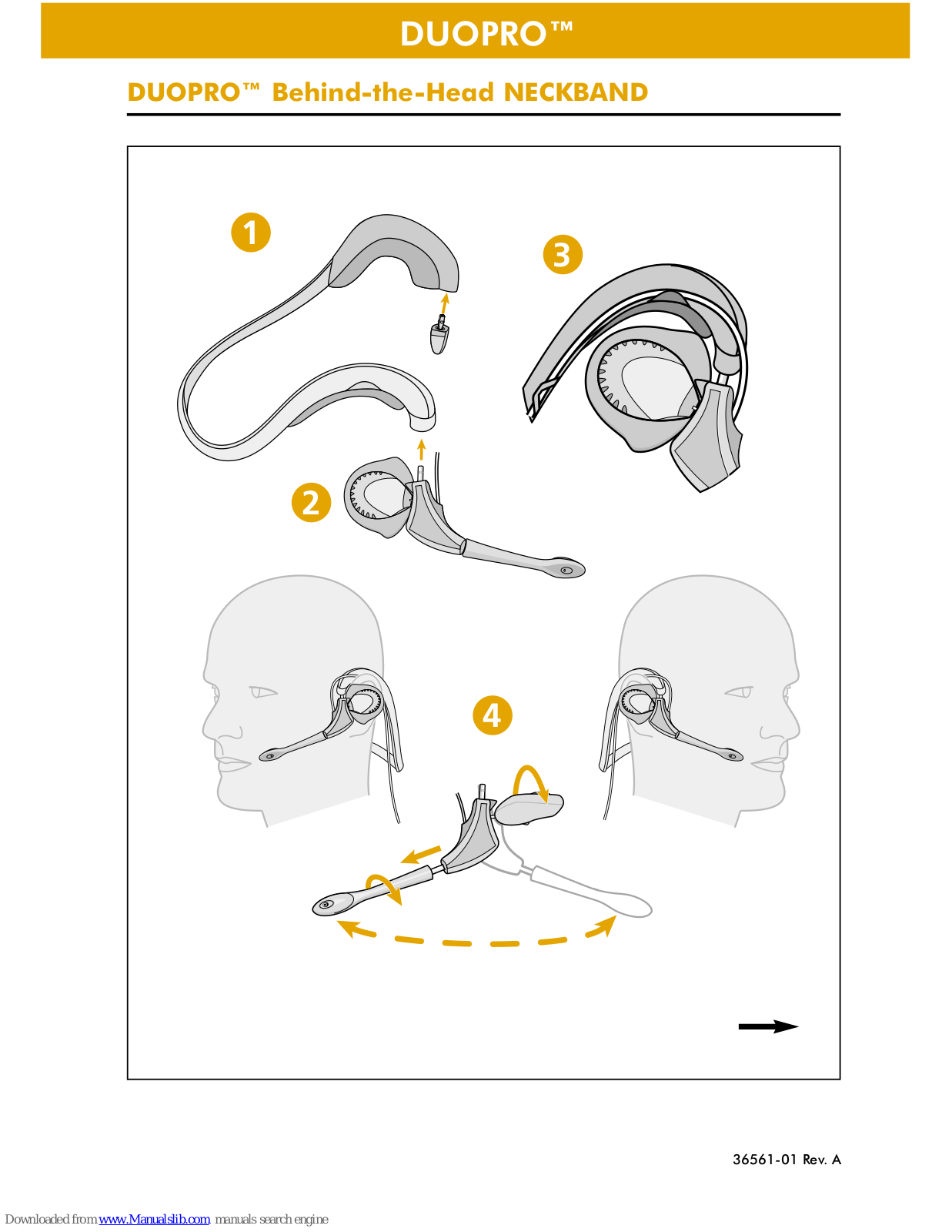 Plantronics DUOPRO BEHIND-THE-HEAD NECKBAND, DUOPRO User Manual