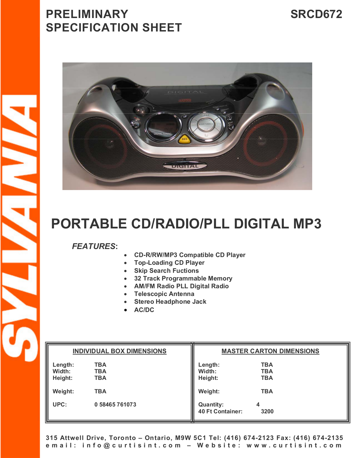 Sylvania SRCD672 User Manual