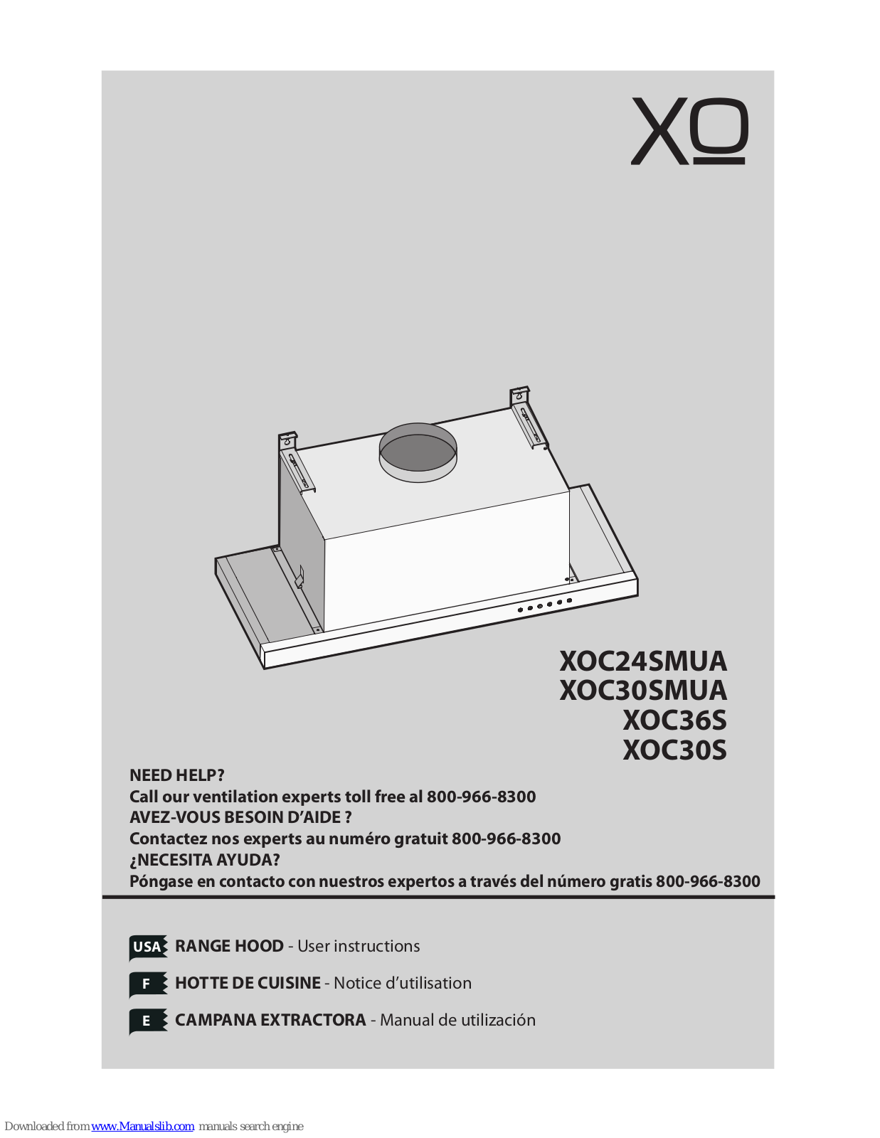 Xo XOC36S, XOC30S, XOC30SMUA User Instructions