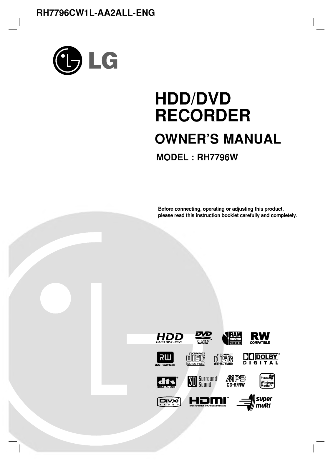 LG RH7796W User Manual