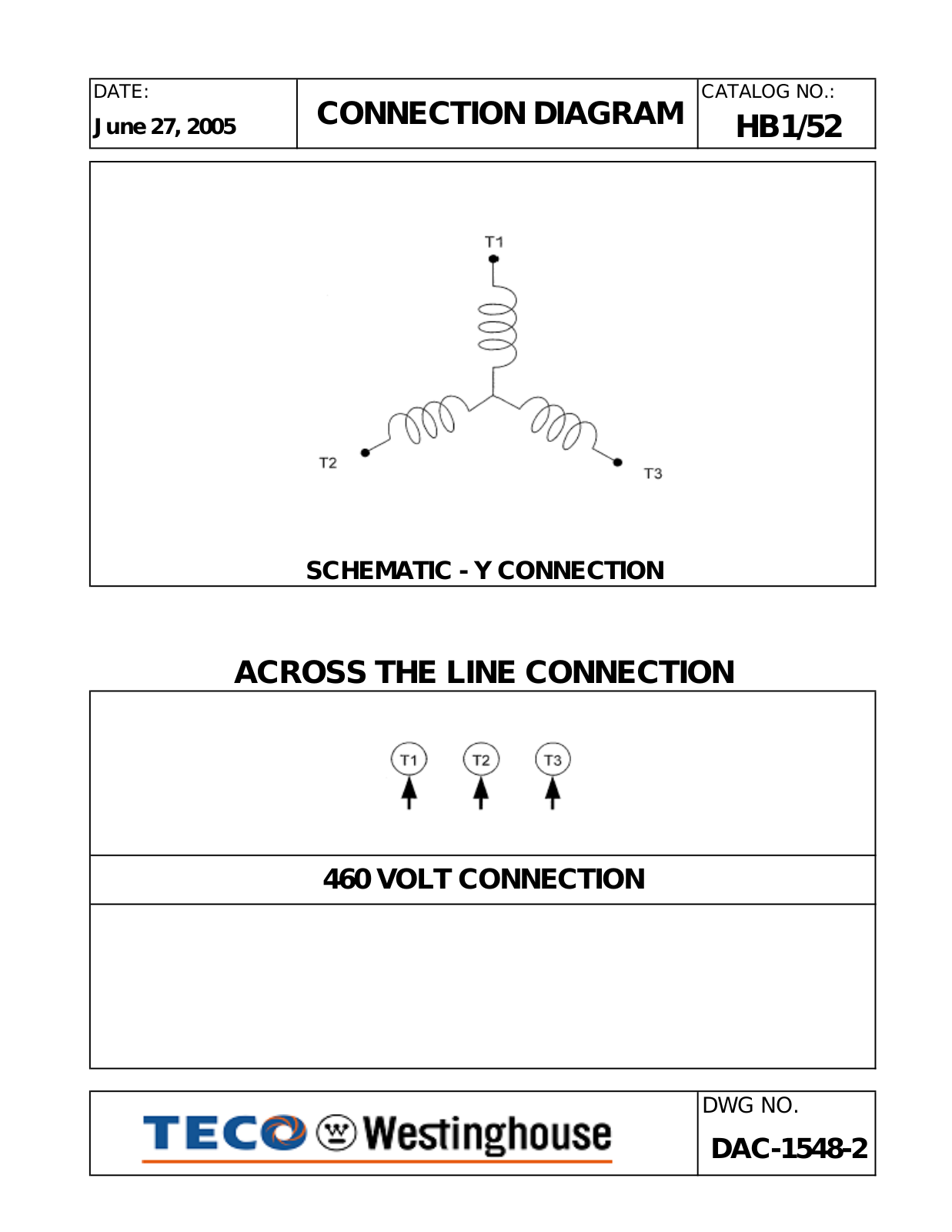 Teco HB1/52 Connection Diagram