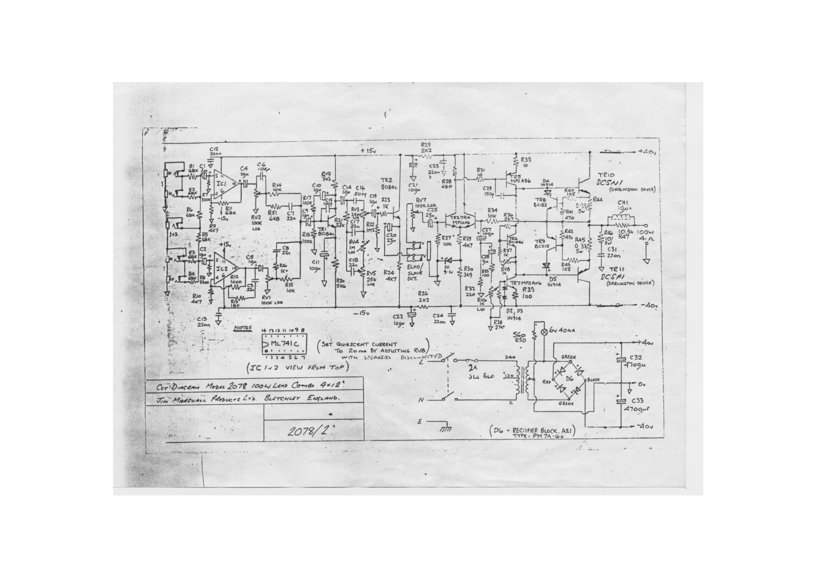 Marshall lead100 schematic