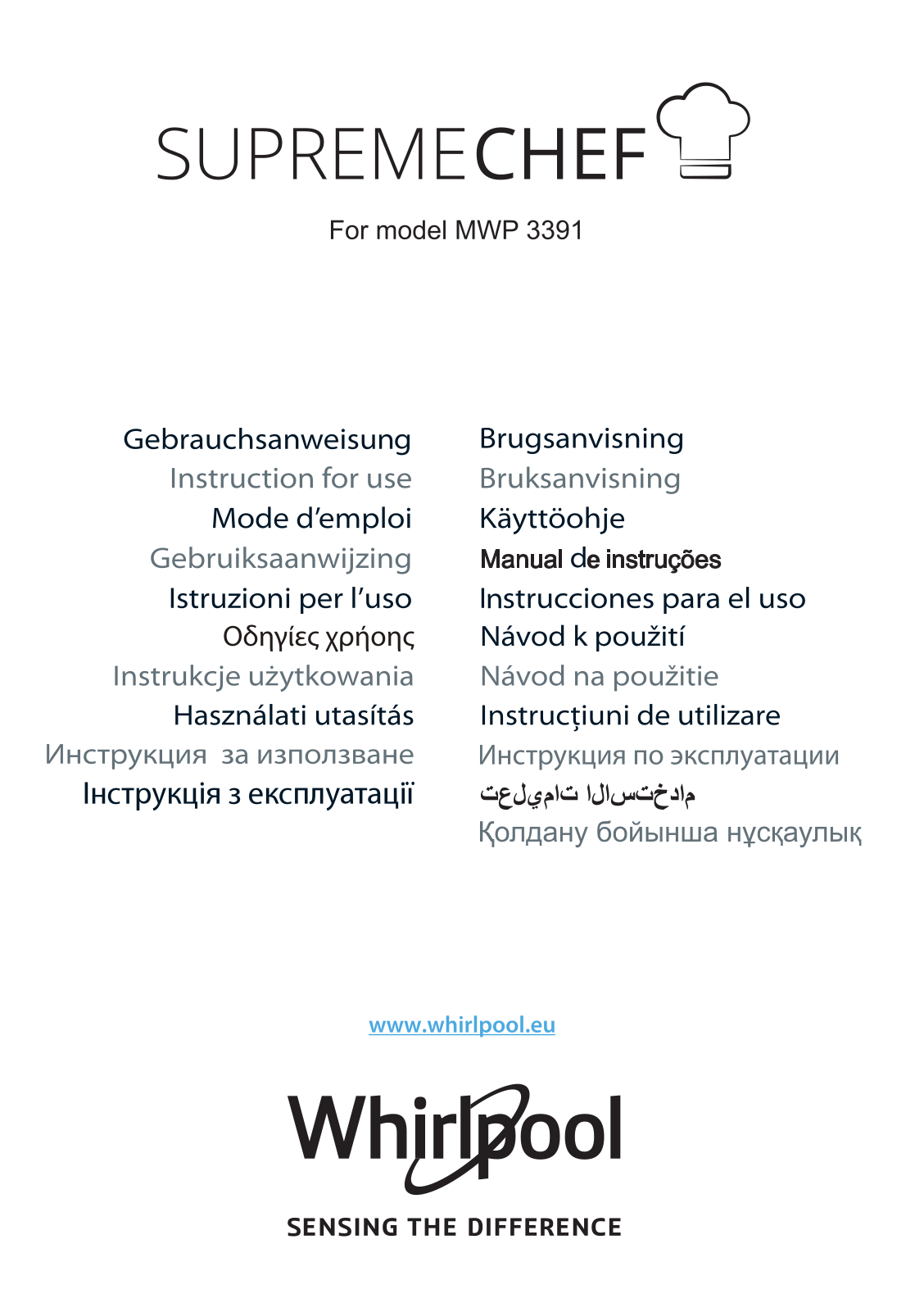 WHIRLPOOL MWP 3391 SB User Manual