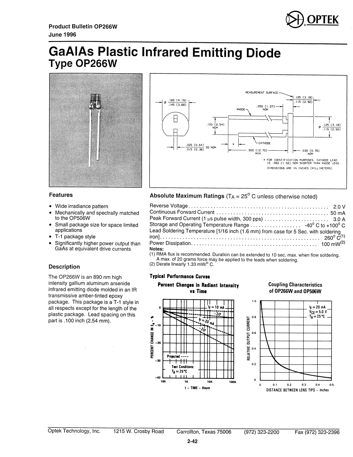 Datasheet OP266W Datasheet (OPTEK) - ManualMachine.com