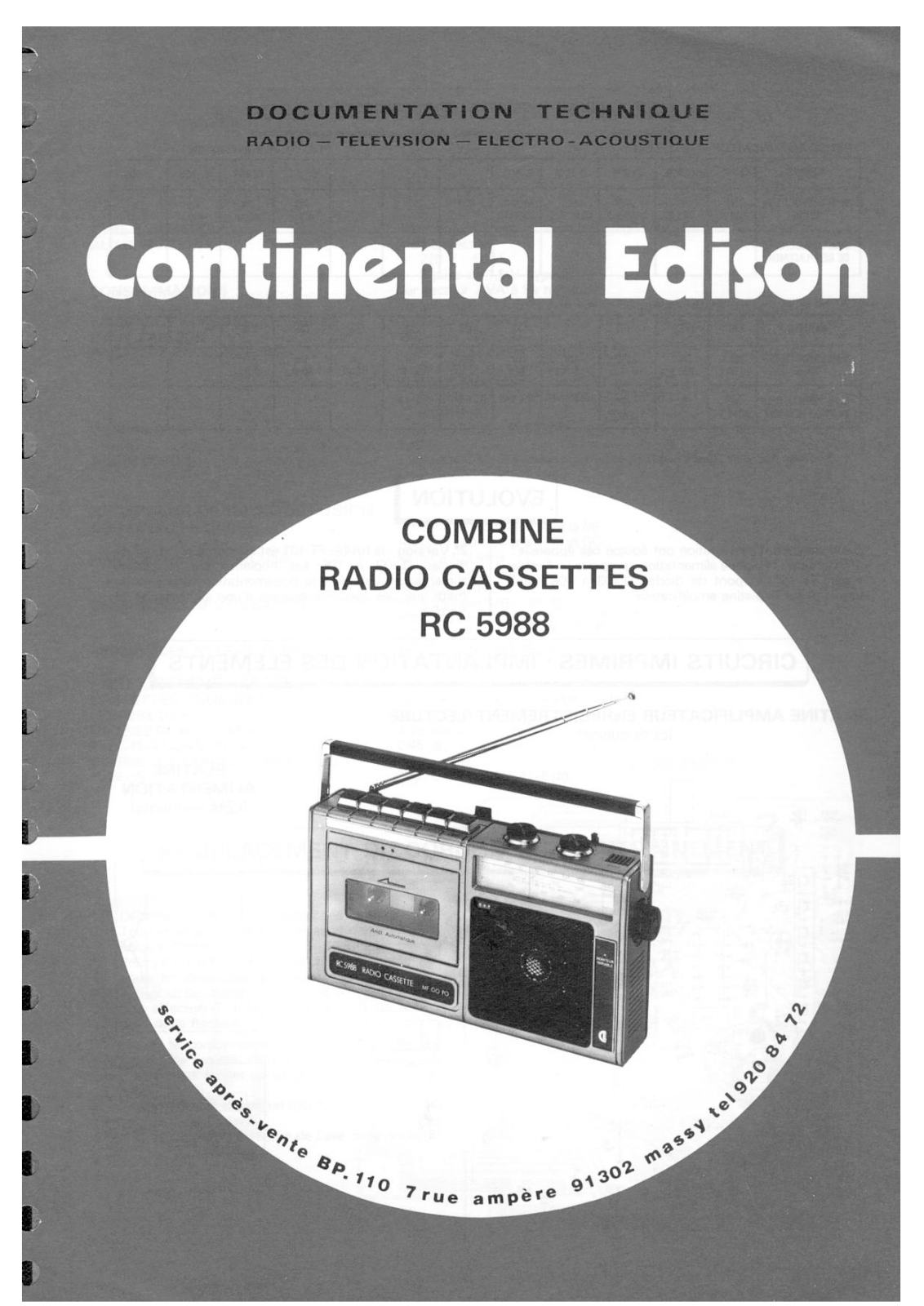 Continental Edison RC-5088 Service Manual