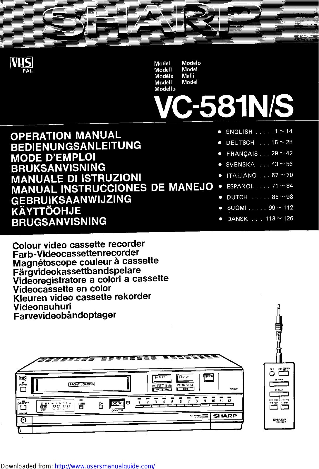 SHARP VC-581N/S User Manual