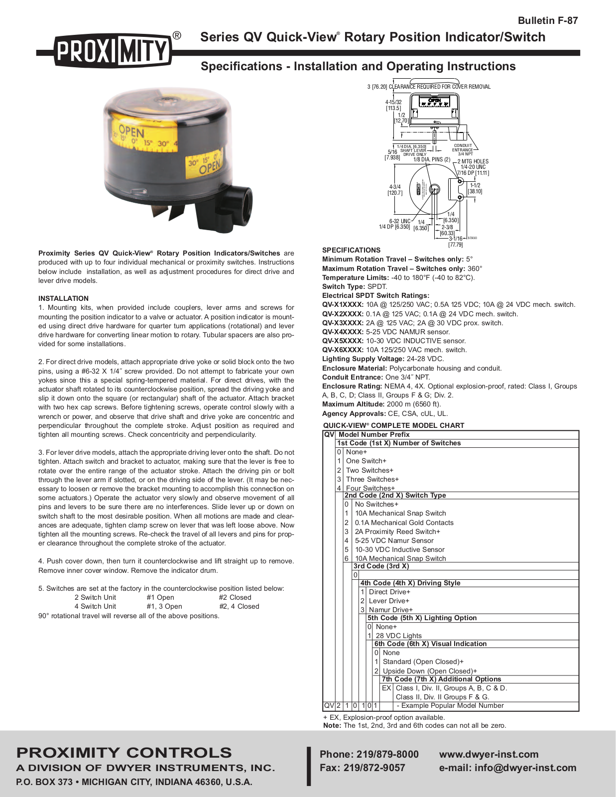 Dwyer QV User Manual