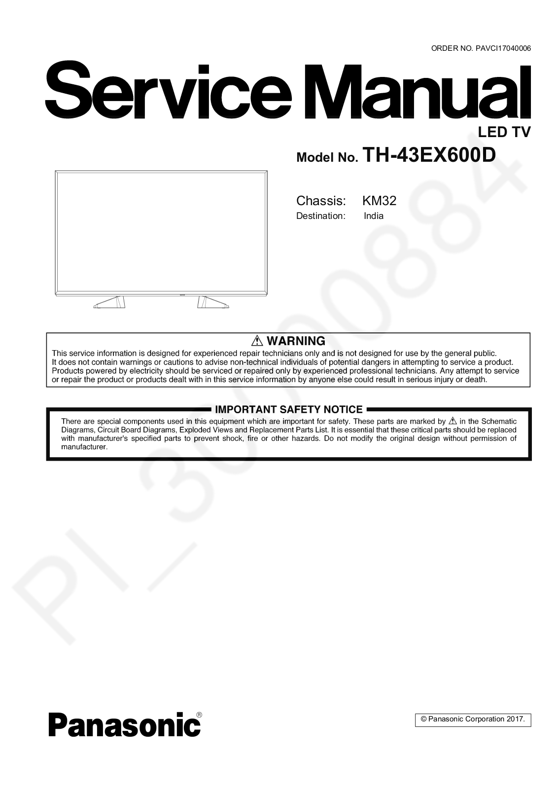 Panasonic TH-43EX600D Schematic