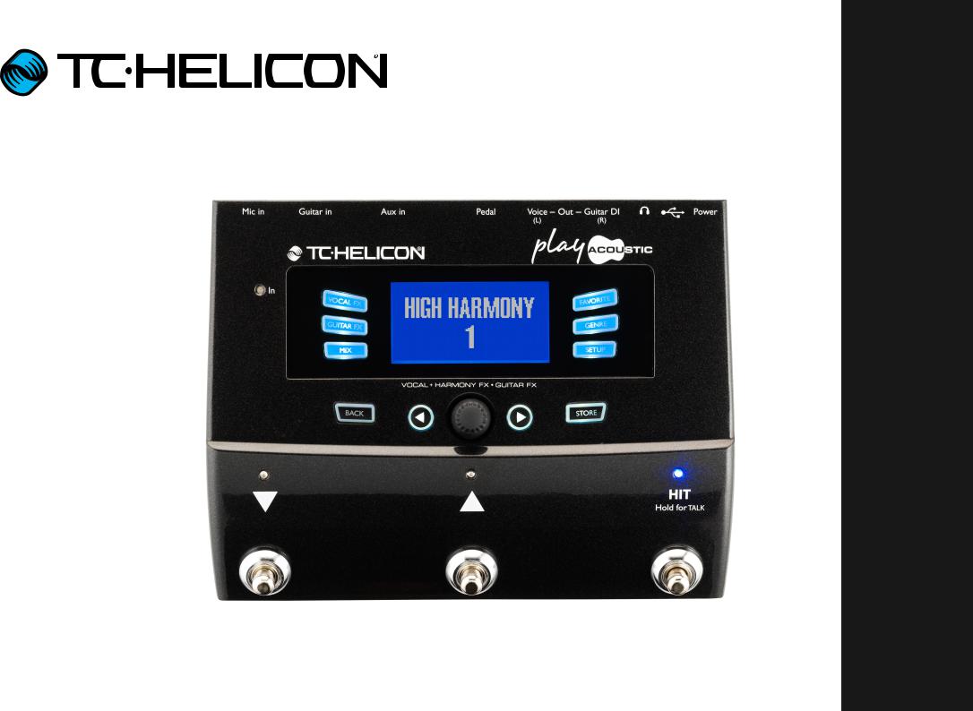 Tc Helicon Play Acoustic Reference Manual Play Acoustic User Manual