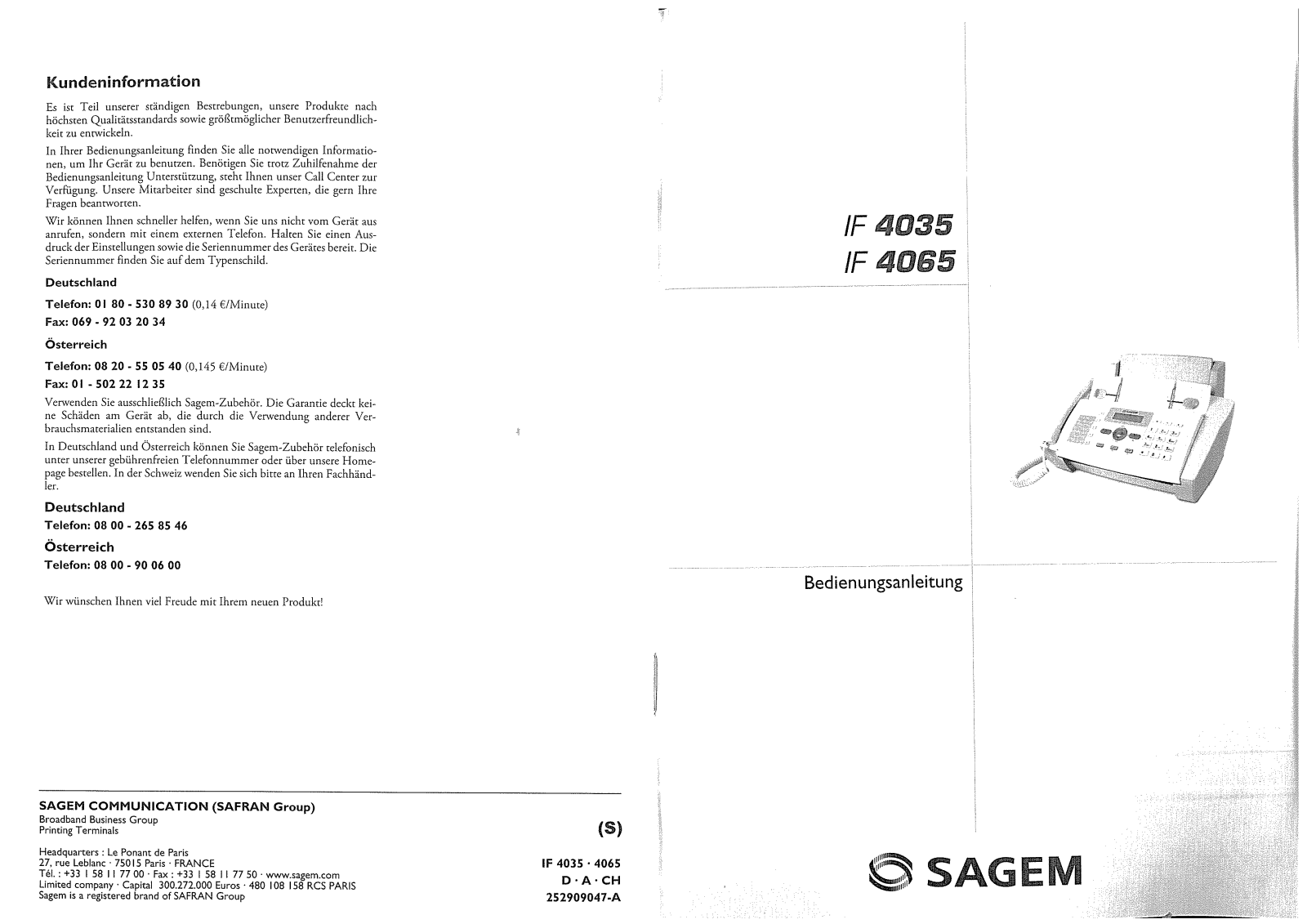 Sagem IF 4035, IF 4065 User guide